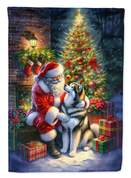 Alaskan Malamute and Santa Claus House Flag - Darktower Media
