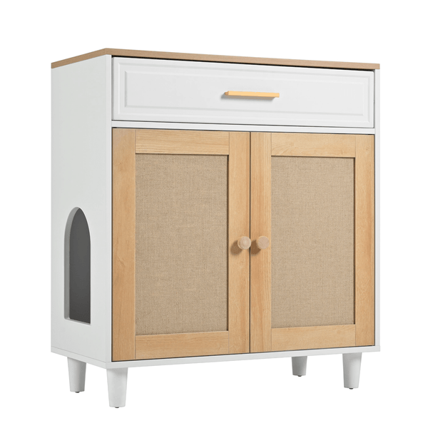 Pet Friendly Furniture Style Cat Litter Box With Sisal Door And Charging Socket - Darktower Media