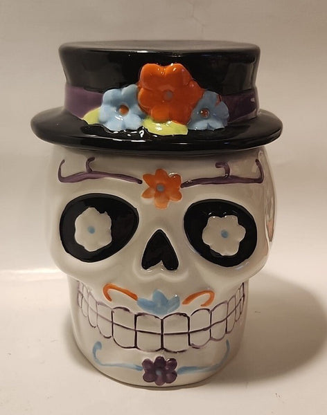 Sugar Skull Day of the Dead Ceramic Decor 6 3/4” Halloween - Darktower Media