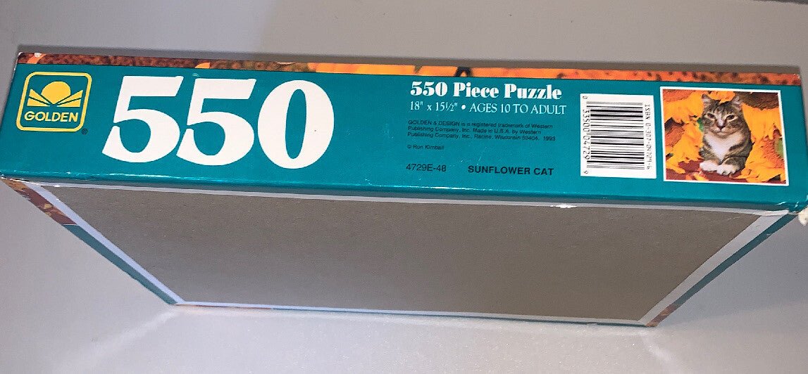 1993 Golden Sunflower Cat 550 Piece Puzzle 18”x15.5” New - Darktower Media