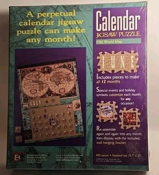 2000 Buffalo Games Old World Calendar 680 Piece Jigsaw Puzzle NEW SEALED 19.5x15 - Darktower Media