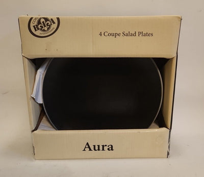 4 Cordon Bleu Aura Coupe Salad Plates Black Color 8 1/4" New