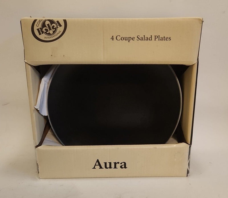 4 Cordon Bleu Aura Coupe Salad Plates Black Color 8 1/4