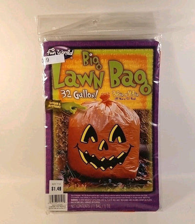 4- Pack Big Pumpkin Lawn Decoration Leaf Bag Fun World Halloween Decor Prop h19