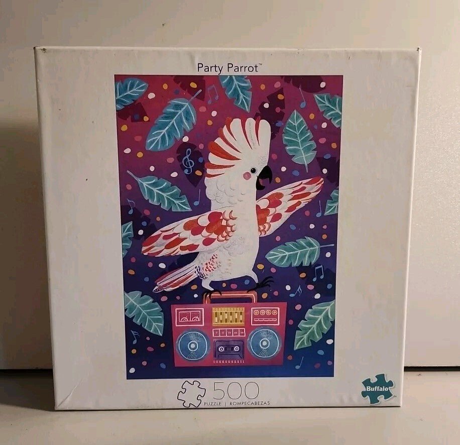 500 Piece PUZZLE " Party Parrot" Buffalo Games 21.25" x 15" Factory Sealed - Darktower Media