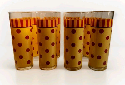 8  Southern Living Home Gail Pittman Polka Dot Tumbler Glasses Sienna Euc