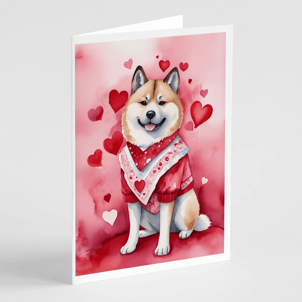 Akita My Valentine Greeting Cards Pack of 8 - Darktower Media