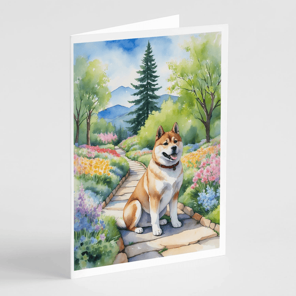 Akita Spring Garden Greeting Cards Pack of 8 - Darktower Media