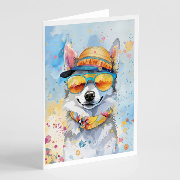 Alaskan Klee Kai Hippie Dawg Greeting Cards Pack of 8 - Darktower Media