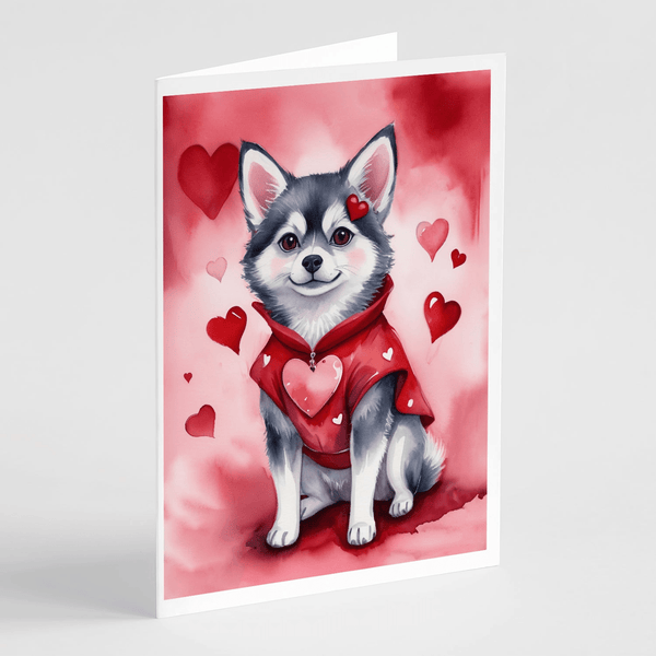 Alaskan Klee Kai My Valentine Greeting Cards Pack of 8 - Darktower Media