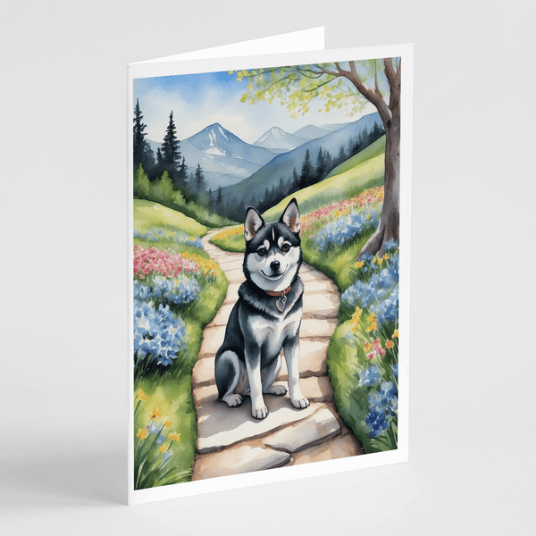 Alaskan Klee Kai Spring Garden Greeting Cards Pack of 8 - Darktower Media
