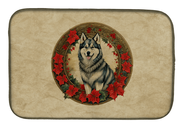 Alaskan Malamute Christmas Flowers Dish Drying Mat - Darktower Media