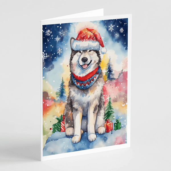 Alaskan Malamute Christmas Greeting Cards Pack of 8 - Darktower Media