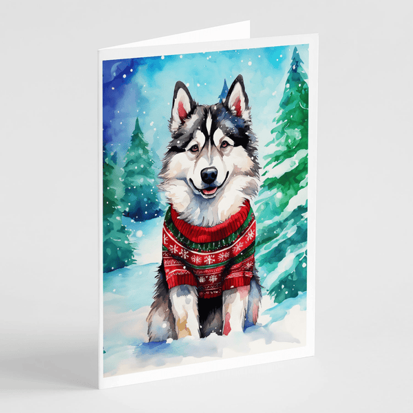 Alaskan Malamute Christmas Greeting Cards Pack of 8 - Darktower Media