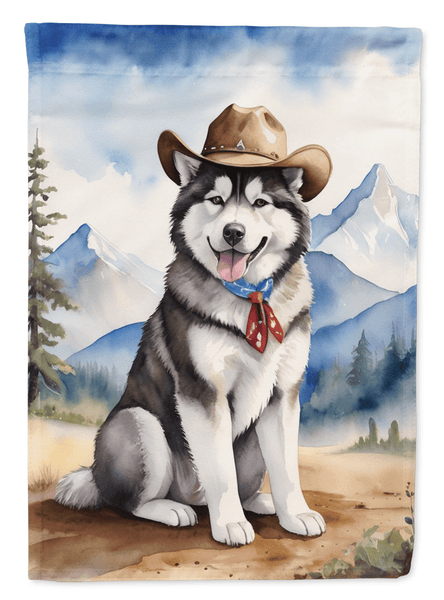 Alaskan Malamute Cowboy Welcome Garden Flag - Darktower Media