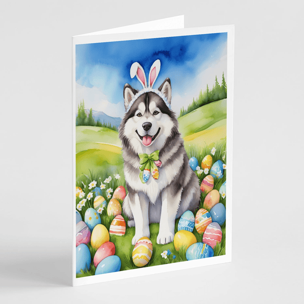 Alaskan Malamute Easter Egg Hunt Greeting Cards Pack of 8 - Darktower Media