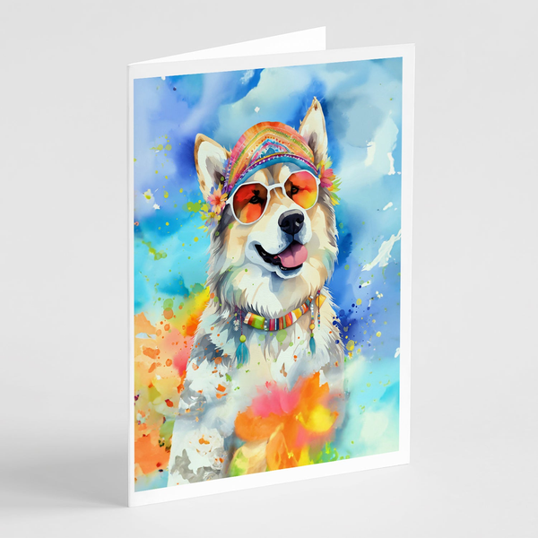 Alaskan Malamute Hippie Dawg Greeting Cards Pack of 8 - Darktower Media
