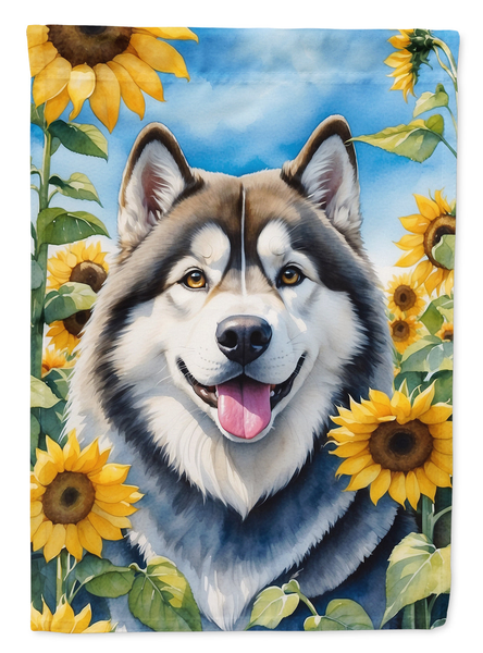 Alaskan Malamute in Sunflowers House Flag - Darktower Media