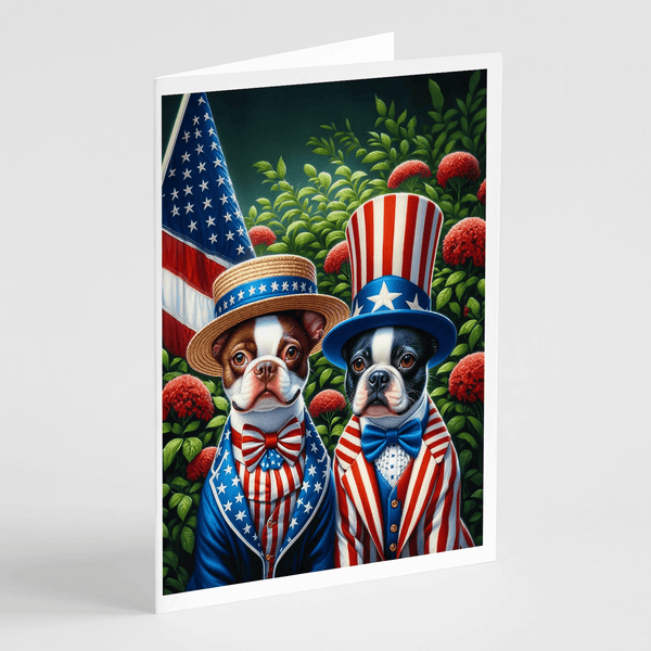 All American Boston Terrier Greeting Cards Pack of 8 - Darktower Media