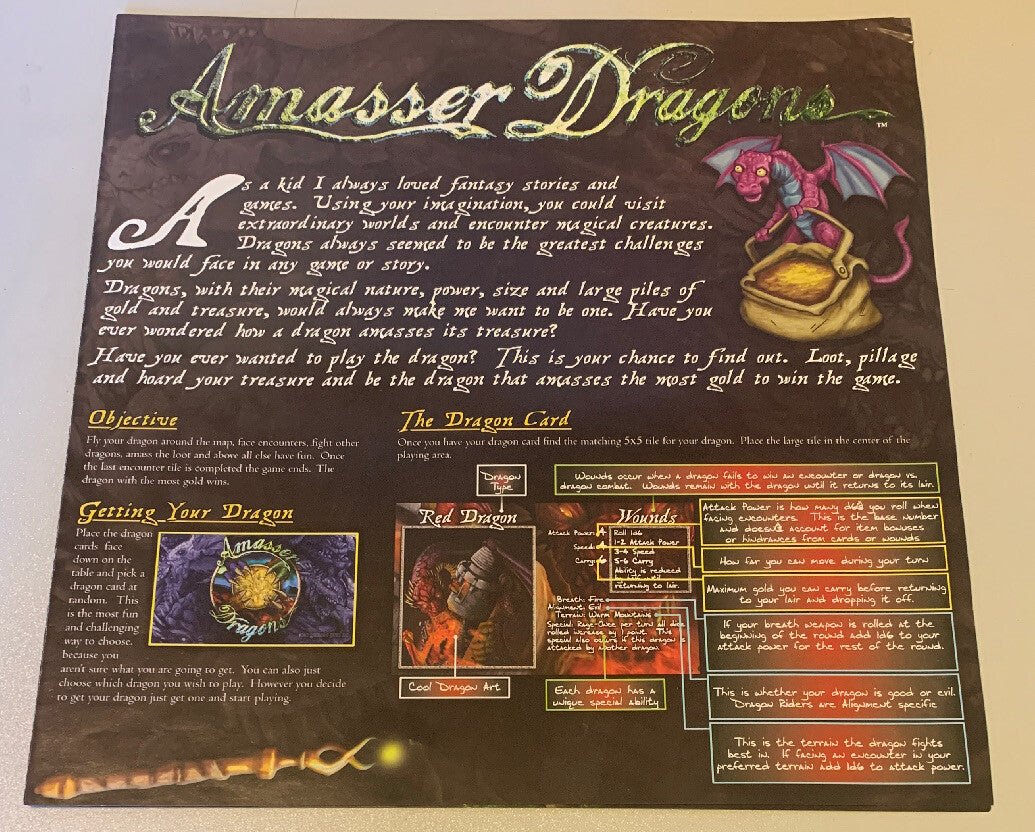 Amasser Dragons Fantasy Board Game Complete Euc Free Shipping - Darktower Media