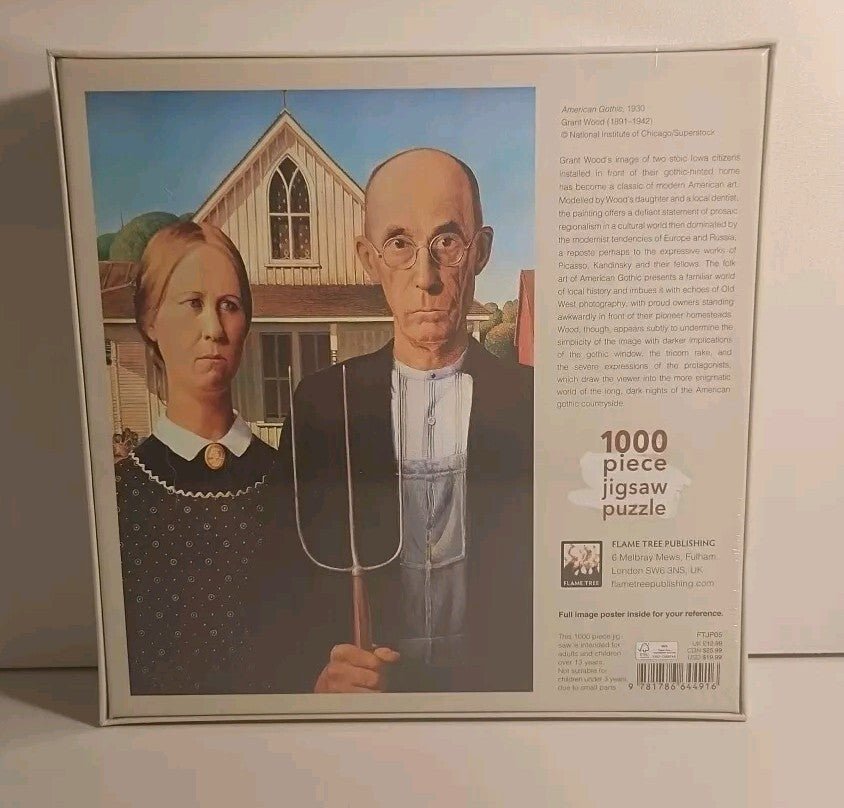 American Gothic by Grant Wood 1000 piece puzzle - Flame Tree Publishing UK - Darktower Media