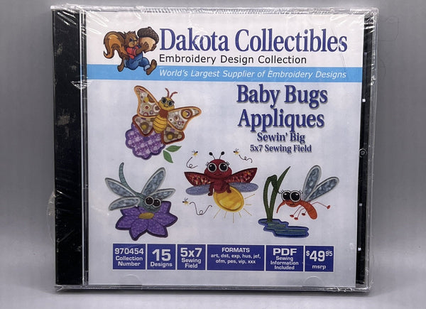 Baby Bugs Appliques Dakota Collectibles Machine Embroidery Design CD NEW - Darktower Media