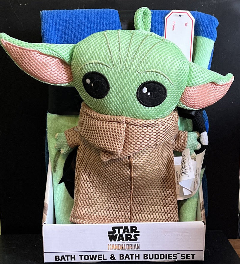 Baby Yoda Star Wars Mandalorian Licensed Bath Towel & Plush Bath Buddy Set New - Darktower Media