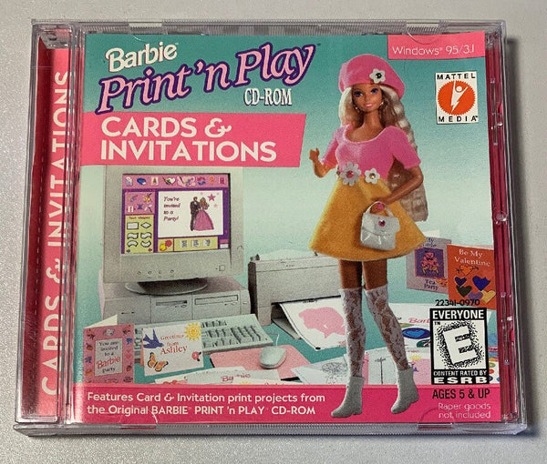 Barbie Print'n Play - Cards & Invitations (PC, 1996) Nm - Darktower Media