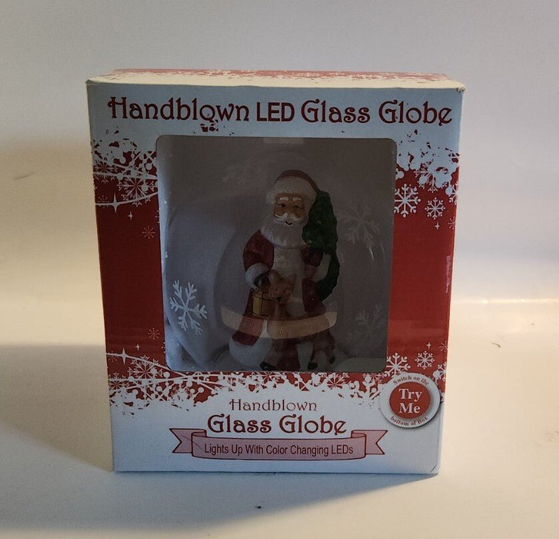 Christmas Santa LED Light Up Handblown Glass Ball Globe Ornament - Darktower Media