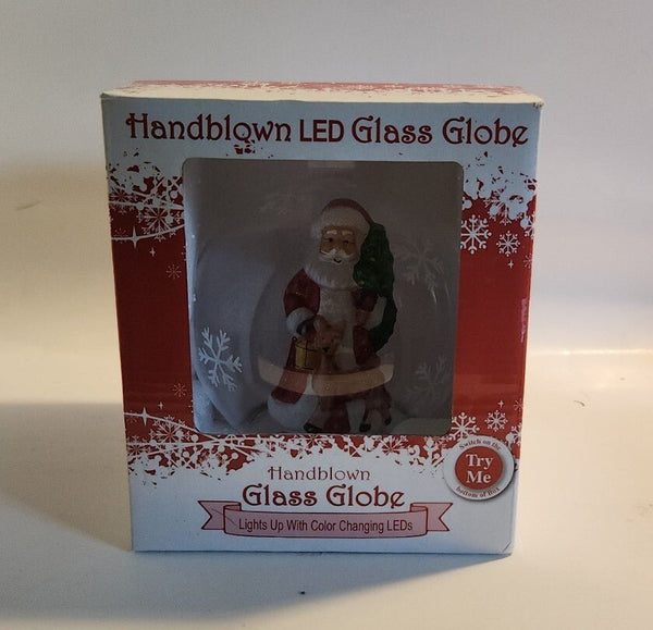 Christmas Santa LED Light Up Handblown Glass Ball Globe Ornament - Darktower Media
