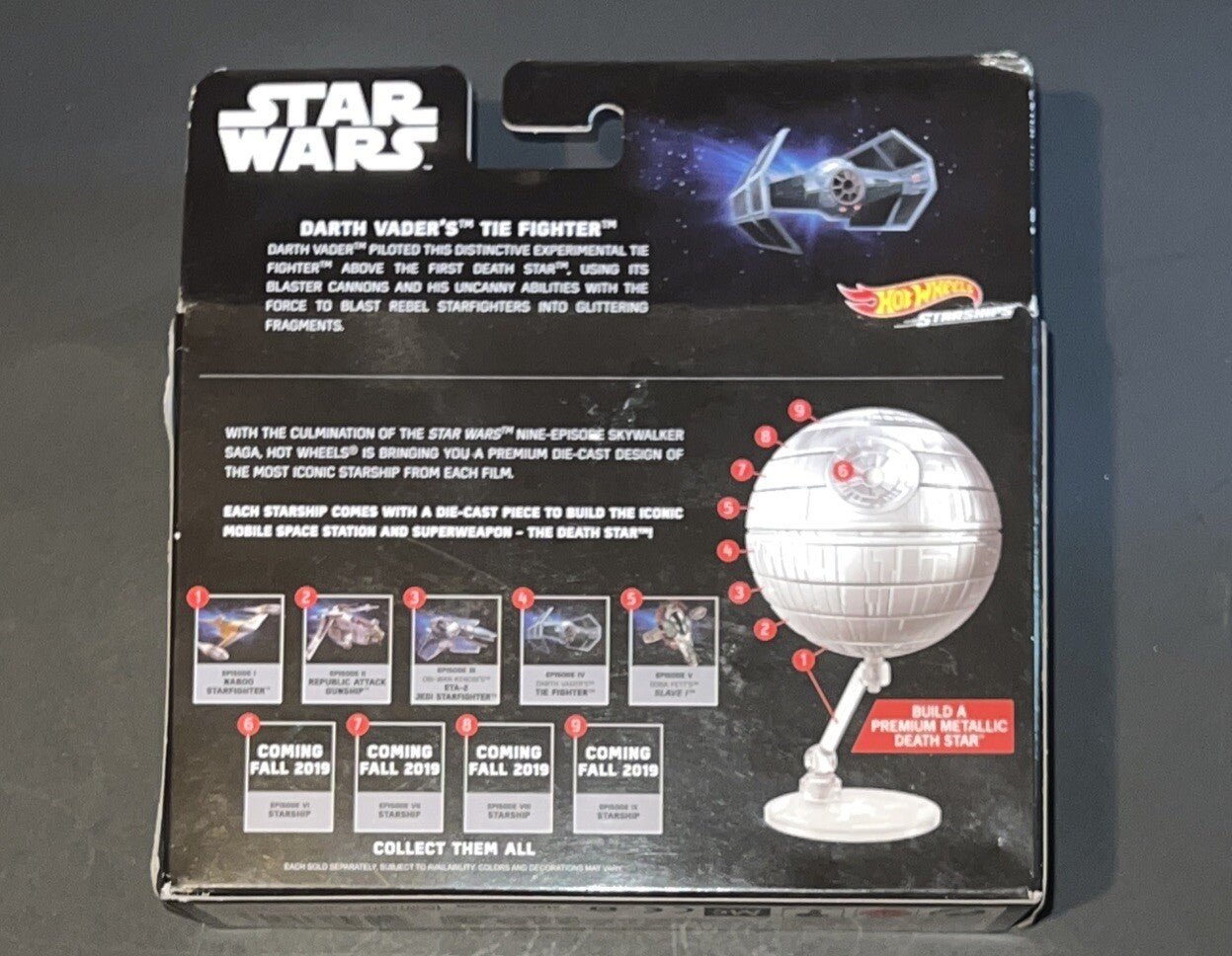 Darth Vader's Tie Fighter Star Wars Commemorative Starships Hot Wheels 2019 Toy - Darktower Media