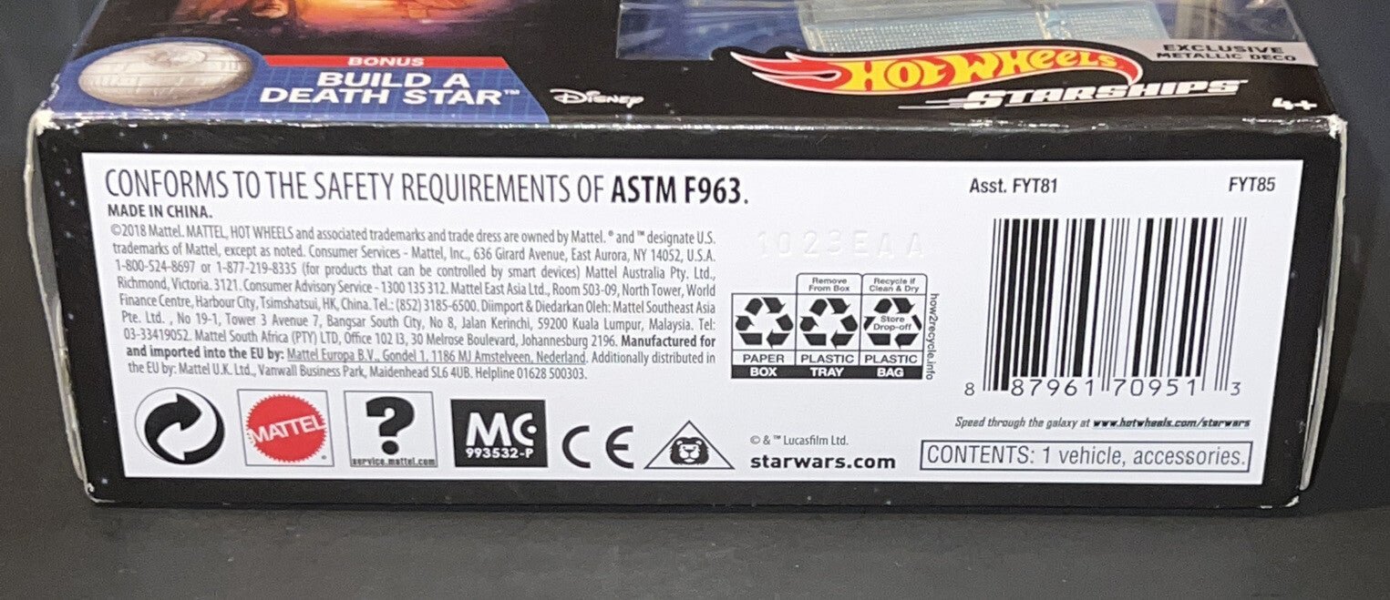 Darth Vader's Tie Fighter Star Wars Commemorative Starships Hot Wheels 2019 Toy - Darktower Media