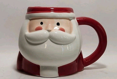 December Home - Christmas Holiday Ceramic Santa Mug - Red/White 14.5 Oz NWT