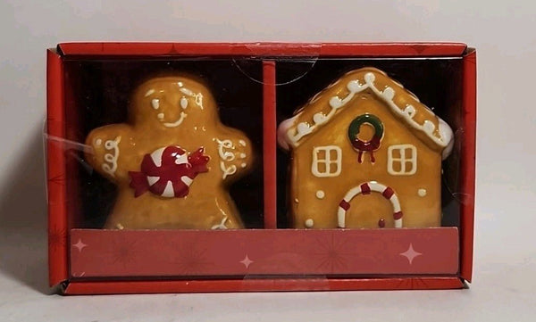 December Home Gingerbread House/Man Salt And Pepper Shaker Set NIB gl600 - Darktower Media