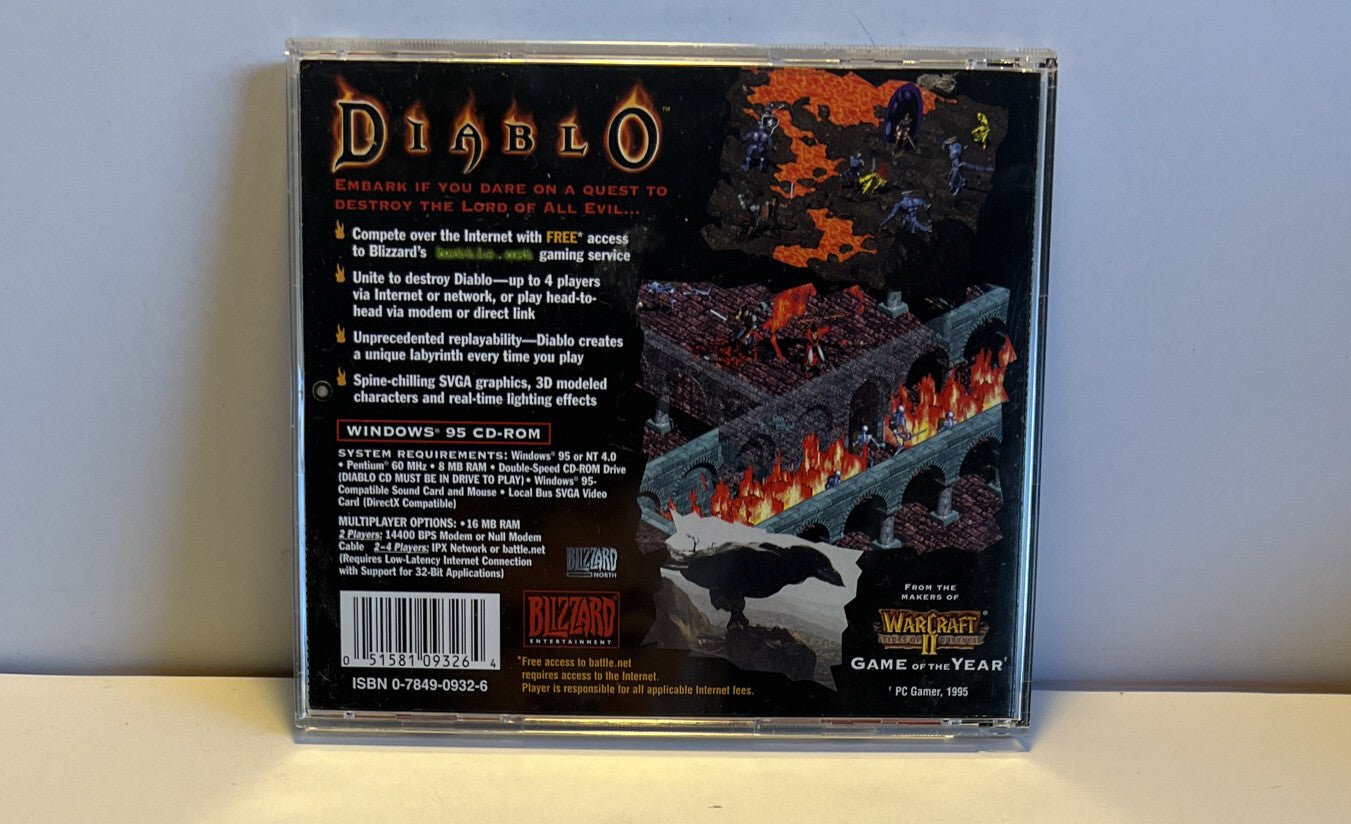 Diablo Video Game Windows 95 PC CD - Rom Near Mint - Darktower Media