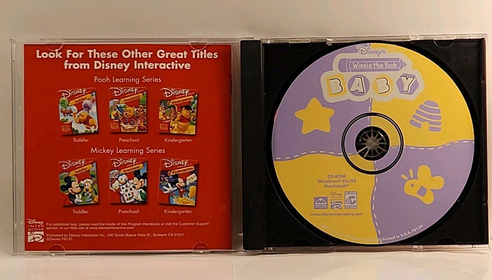 Disney Winnie the Pooh Games for Baby, Ages 9 - 24 Mos. PC CD - ROM 2001 w1s3 2577 - Darktower Media