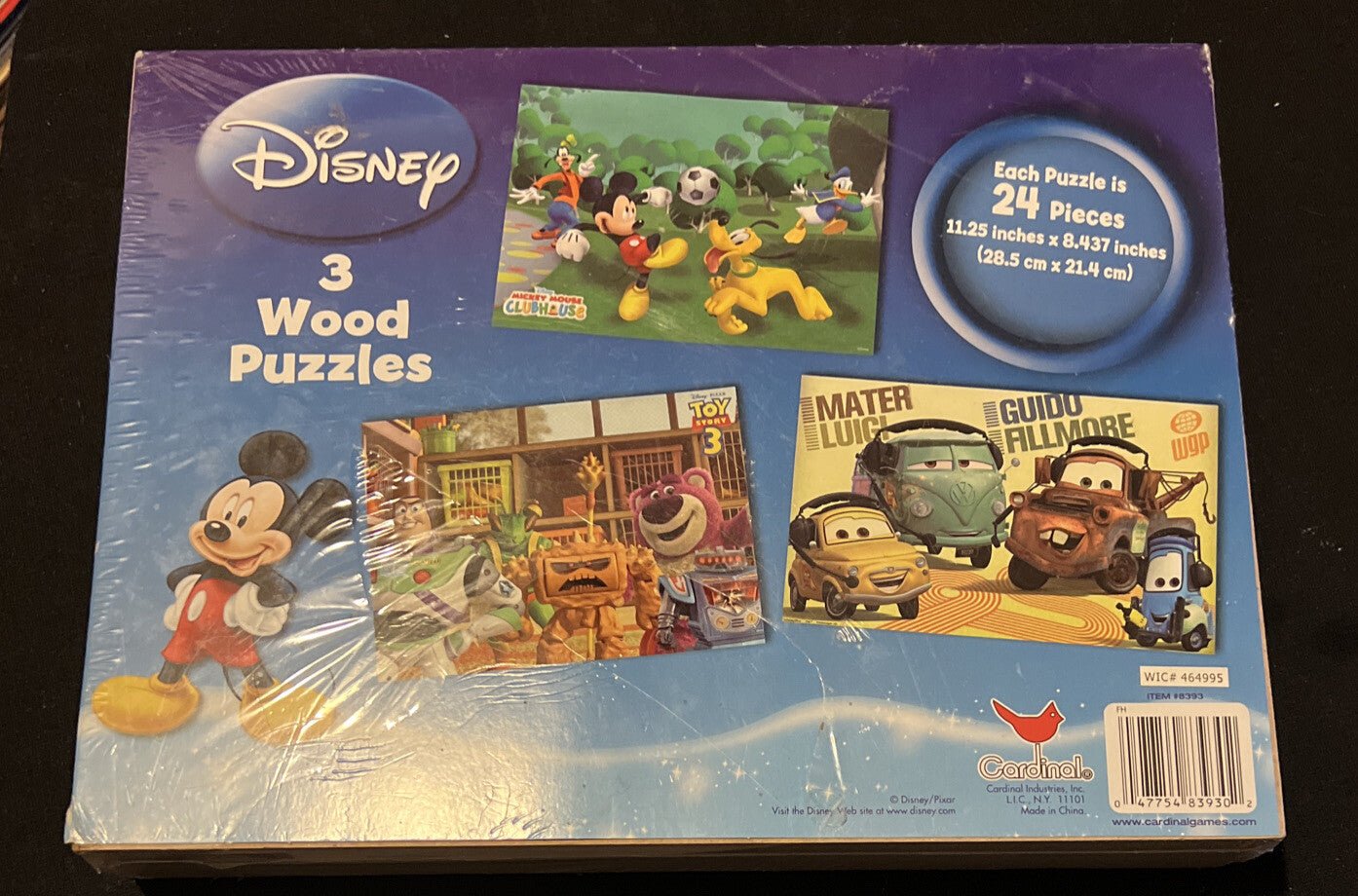 Disney Wooden Puzzle Set Of 3 Mickey Mouse, Cars & Toy Story New Sealed - Darktower Media
