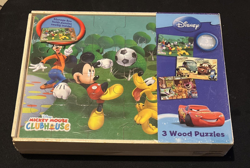Disney Wooden Puzzle Set Of 3 Mickey Mouse, Cars & Toy Story New Sealed - Darktower Media