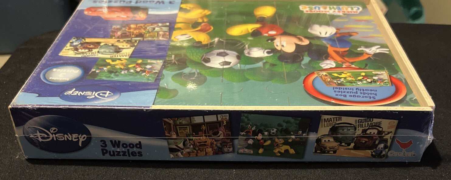 Disney Wooden Puzzle Set Of 3 Mickey Mouse, Cars & Toy Story New Sealed - Darktower Media