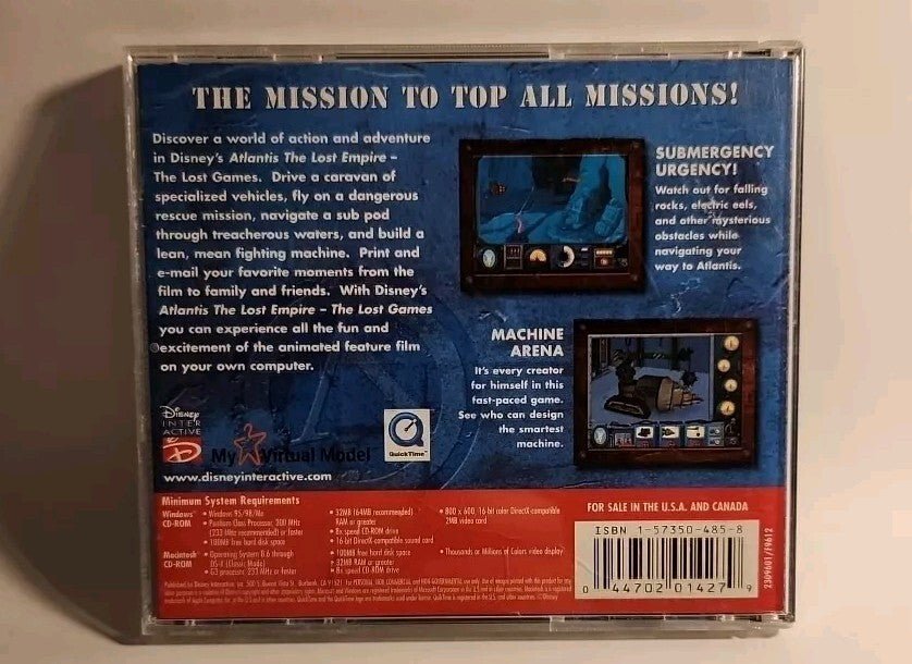 Disney's Atlantis: The Lost Games (PC Windows/Mac CD - ROM, 2001) NM USA - Darktower Media