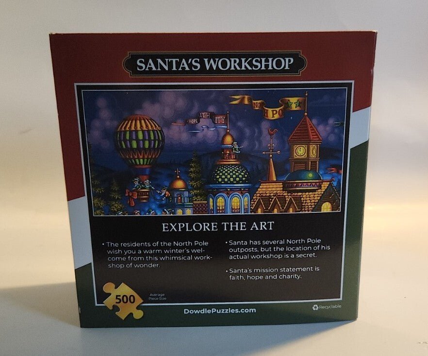 Dowdle Folk Art Puzzle Santa's Workshop Christmas 100 Pieces 16 x 20" 2013 NIB - Darktower Media