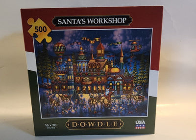Dowdle Folk Art Puzzle Santa's Workshop Christmas 100 Pieces 16 x 20" 2013 NIB