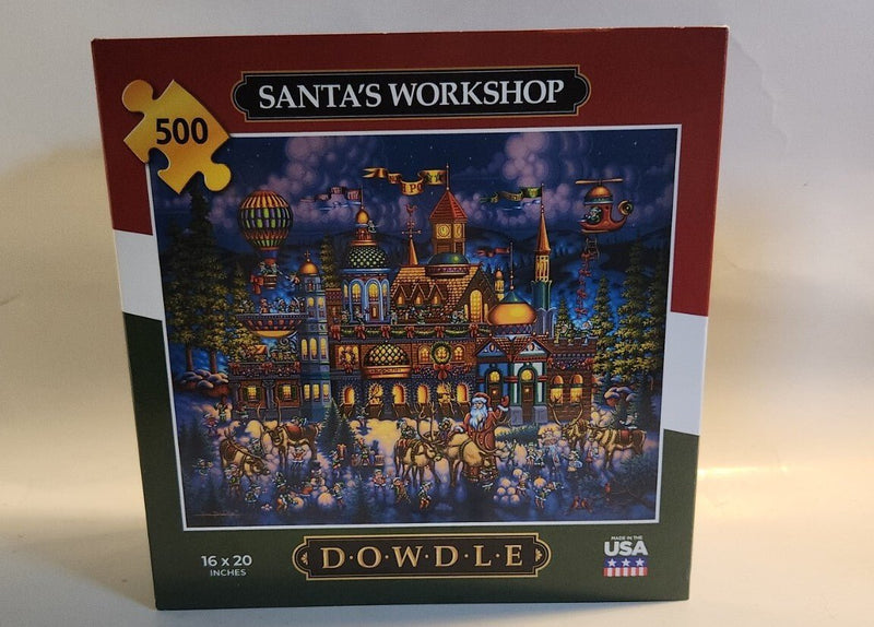 Dowdle Folk Art Puzzle Santa's Workshop Christmas 100 Pieces 16 x 20