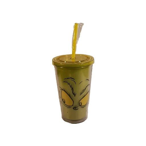 Dr Seuss The Grinch Cup Tumbler Plastic 16 oz Lid Straw Selighbell Bistro 2023 - Darktower Media