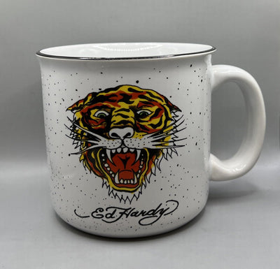 Ed Hardy 20 oz Jumbo Ceramic Camper Coffee Mug Cup Tiger Design*NEW*