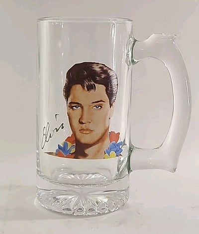 Elvis Glass Beer Mug 8oz EUC