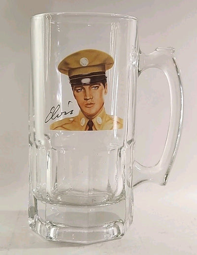 Elvis Presley Clear Glass 8.5" Tall 32oz Beer Pitcher/Mug EUC