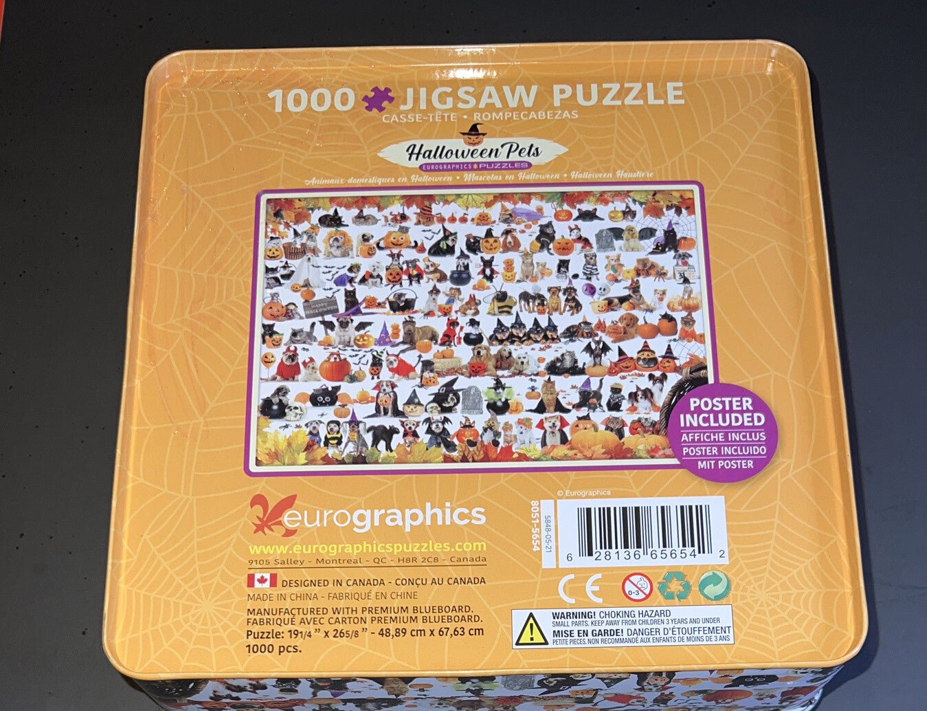 Eurographics HALLOWEEN PETS Costume Dogs Cats Puzzle Collectible Tin Box 1000 Pc - Darktower Media