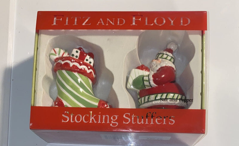 Fitz & Floyd Stocking Stuffers Santa Salt & Pepper Shakers 2007 - Darktower Media