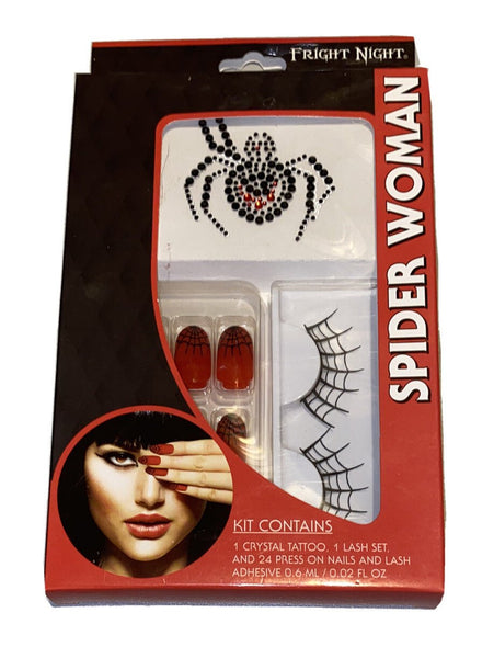 Fright Night Spider Woman Nail Set Eyelashes Jewels h27 - Darktower Media